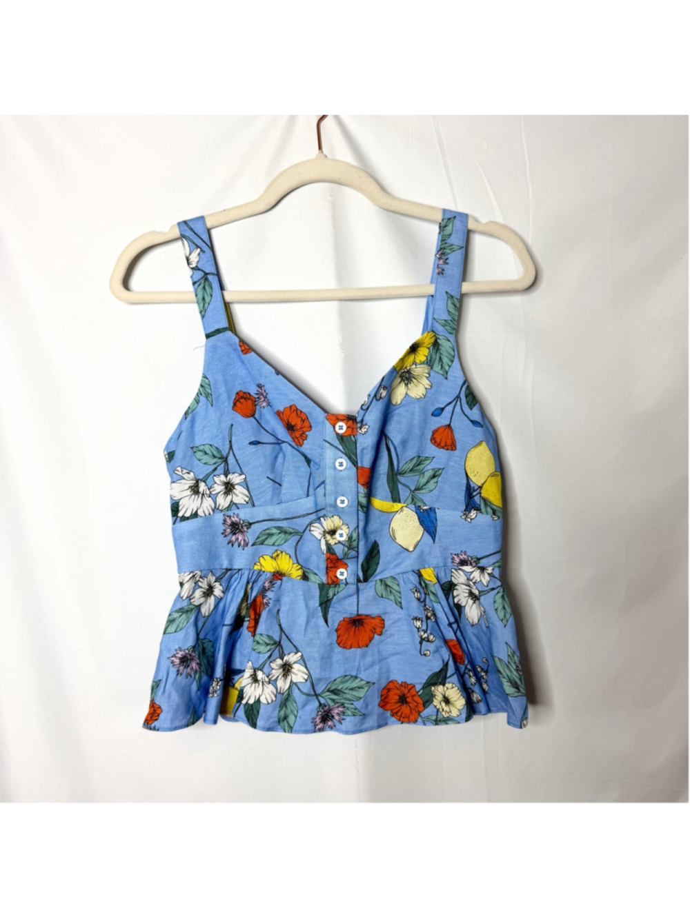 Women's Hunter Bell Floral Peplum Button Camisole Top, Size 2, Blue Multi